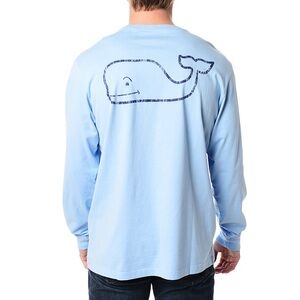 NWT Vineyard Vines 2 Tone Vintage Whale Long Sleeve Pocket Tee Blue Size S